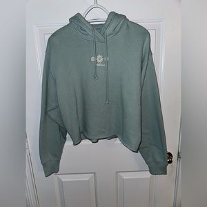 Hollister Sage Green Embroidered Cropped Hoodie